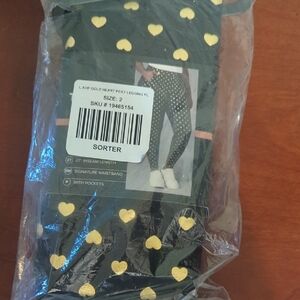 Torrid Gold Heart Leggings - Black & Gold